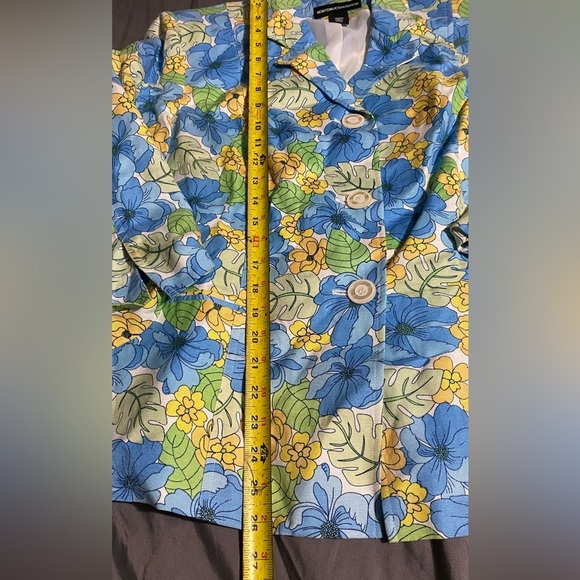 Vintage Linen Blend Retro Floral Blazer & Skirt Size 14 16 Norton Mcnaughten - Picture 9 of 16